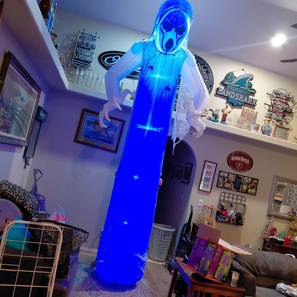 Halloween Home Accents 12 ft LED Frightening Black Light Ghost Inflatable Spooky